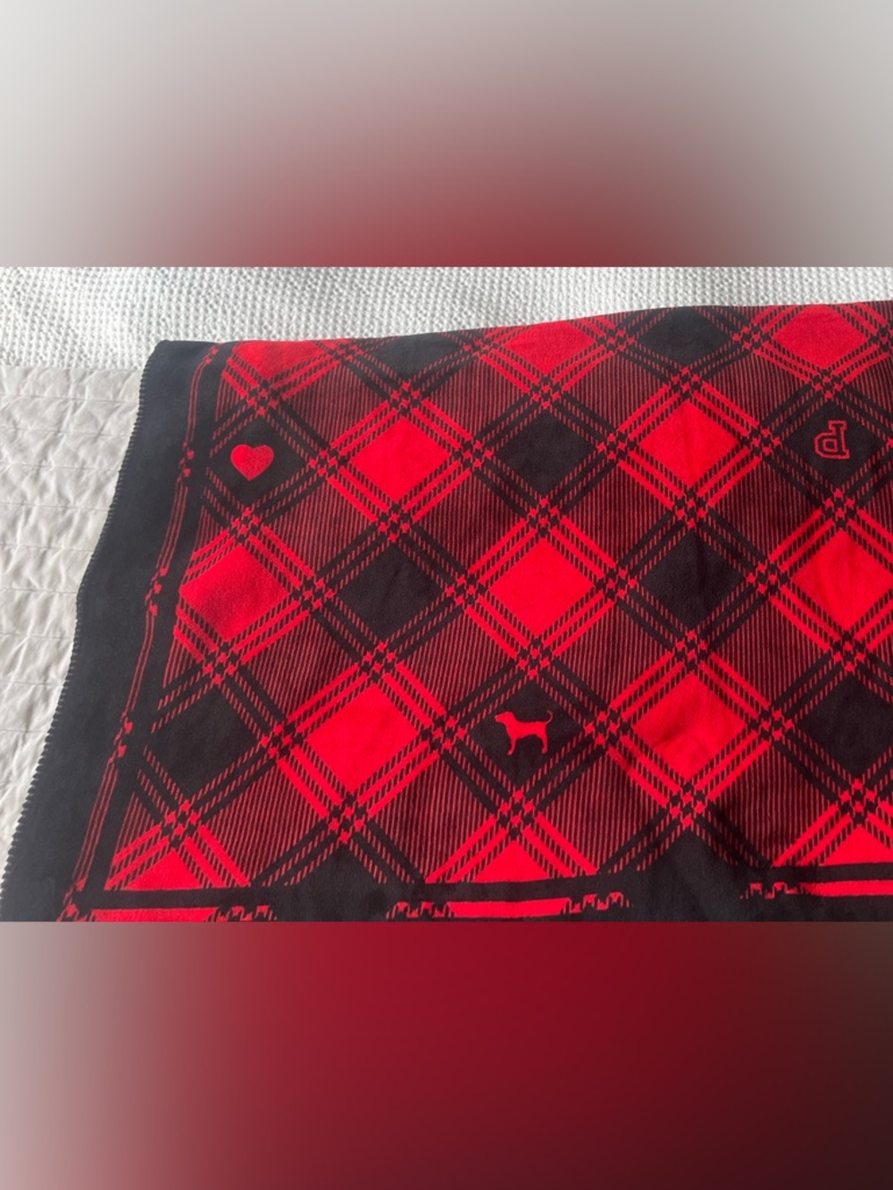 PINK Victoria's Secret Red and Black Plaid Throw Blanket